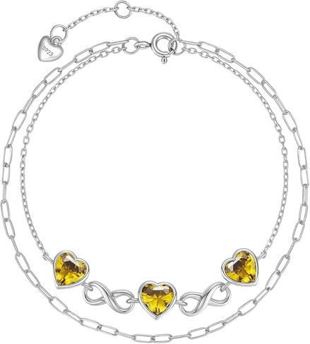 Birthstone Bracelet for Women, 925 Silver Infinity Forever Charm 14K Gold Plated 4 Leaf Clover Flower Bracelet, Lucky Endless Love Jewelry Christmas Anniversary Birthday Gift for Wife Girlfriend Mom in Saudi Arabia