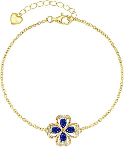 Birthstone Bracelet for Women, 925 Silver Infinity Forever Charm 14K Gold Plated 4 Leaf Clover Flower Bracelet, Lucky Endless Love Jewelry Christmas Anniversary Birthday Gift for Wife Girlfriend Mom in Saudi Arabia