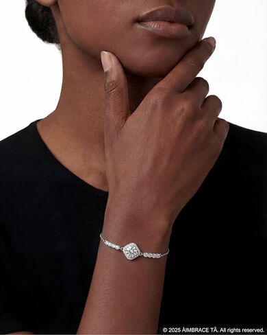 ÀIMBRACE Moissanite Bracelets for Women: Moissanite Link Charm Bracelet, 925 Sterling Silver/18K White Gold Plated/Rhodium Finish, Adjustable Slider Clasp, Cushion Halo, Jewelry Gift Ideas for Women in Saudi Arabia