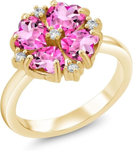 خاتم توباز غامض مطلي بالذهب الأصفر عيار 18 قيراط من Gem Stone King للنساء (2.48 قيراط، شكل قلب 5 مم، حجر كريم لشهر نوفمبر) in Kuwait