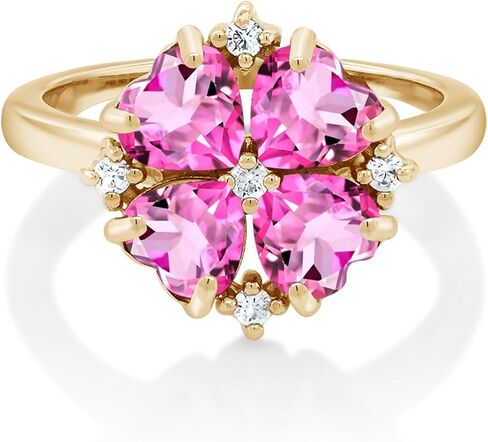 خاتم توباز غامض مطلي بالذهب الأصفر عيار 18 قيراط من Gem Stone King للنساء (2.48 قيراط، شكل قلب 5 مم، حجر كريم لشهر نوفمبر) in Kuwait