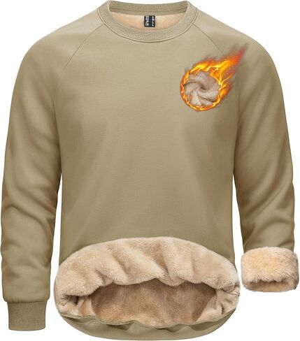 TACVASEN رجالي شيربا اصطف بلوزات الشتاء الصوف منتصف الوزن البلوز سترة دافئة Crewneck البلوز in Kuwait