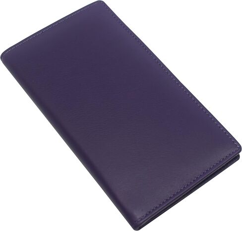 RFID حجب جلد طبيعي للرجال معرف طويل 17 محفظة أمان لبطاقة الائتمان الألوان (أرجواني) in Kuwait