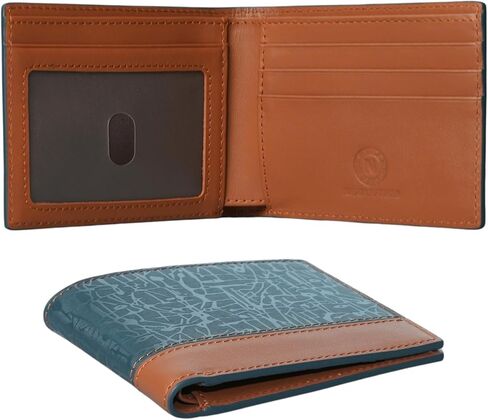 Real Leather Mens Leather Wallet Bifold RFID Blocking Slim Minimalist Front Pocket With 5 Card Slots, 1 ID Window & 1 Cash Pocket - Includes Gift Box in Saudi Arabia