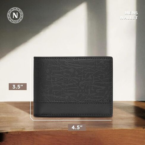 Real Leather Mens Leather Wallet Bifold RFID Blocking Slim Minimalist Front Pocket With 5 Card Slots, 1 ID Window & 1 Cash Pocket - Includes Gift Box in Saudi Arabia