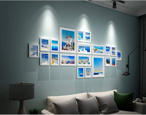 Photo e 5x7 مستطيل بحر إيجه باللون الأبيض والخشب الصلب معرض صور ملصقة على الحائط - 20 مقابس صور - تصميم معلق على الحائط in Saudi Arabia