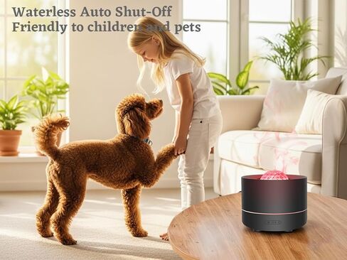 موزع روائح الزيوت العطرية، ناشر روائح العلاج العطري لهب النار مع 7 ألوان LED، مرطب رذاذ بارد 200 مل، ناشر زيت مع حماية تلقائية للمنزل أو غرفة النوم أو المكتب أو المنتجع الصحي (أسود) in Kuwait