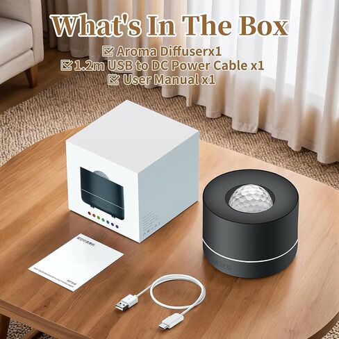 موزع روائح الزيوت العطرية، ناشر روائح العلاج العطري لهب النار مع 7 ألوان LED، مرطب رذاذ بارد 200 مل، ناشر زيت مع حماية تلقائية للمنزل أو غرفة النوم أو المكتب أو المنتجع الصحي (أسود) in Kuwait