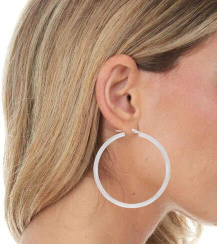 Floreo 14k White Gold 3mm High Polish Round Tube Hoop Earrings in Saudi Arabia