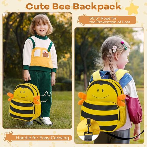 Goplus 2 PC Kids Luggage Set, Carry-on 18" Rolling Suitcase w/Cute Bee Backpack, Child Safety Harness, Name Card, Airline Approved Toddler Travel Journey for Boys Girls Children in Saudi Arabia