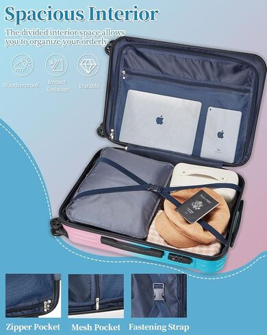 Checked Luggage, 24 Inch Hardside Suitcase, Lightweight Hardshell with TSA Lock, Large Suitcase with Spinner Wheels in Saudi Arabia