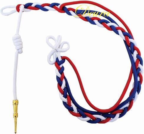 US ARMY MILITARY Double Strand Shoulder RED WHITE BLUE Cord with Gold Tip in Saudi Arabia