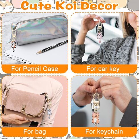 7 Pcs Cute Cat Keychain, Kawaii Cat Key Chains, Kitty Keyring Cats Charms, Cats Accessories for Women Car Keys Purse Handbags Girls Gift DIY Crafts (Tail Can Wag) in Saudi Arabia