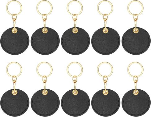 PATIKIL 10pcs Leather Keychain Blanks,55mm Sublimation Keychain Blanks PU Leather Key Chain Keyring with Rings,Round in Saudi Arabia