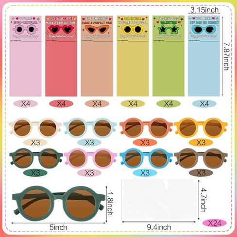 24 Sets Valentine's Day Classroom Gifts for Kids Valentines Sunglasses with Cards School Classroom Exchange Gifts Bulk for Party Favors Toddler Boys Girls in Saudi Arabia