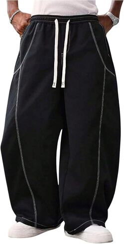 GORGLITTER Men's Baggy Barrel Pants Wide Leg Pleated Oversized Casual Work Dress Pants Streetwear Trousers in Saudi Arabia