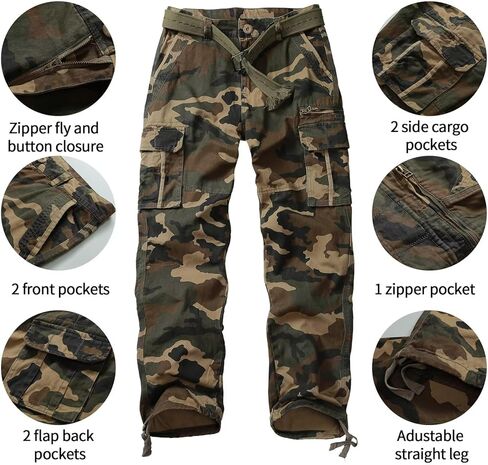 TRGPSG Men's Cargo Pants with Multi Pockets Cotton Relaxed Fit Tactical Work Pants for Outdoor, Hiking, Casual Wear in Saudi Arabia