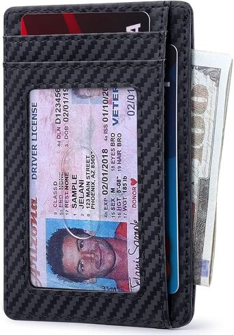 محفظة RUNBOX رفيعة الحد الأدنى 8-12 بطاقة جيب أمامي RFID حجب جلدية صغيرة رقيقة حامل بطاقة محافظ للرجال والنساء هدايا له in Kuwait