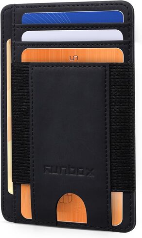 محفظة RUNBOX رفيعة الحد الأدنى 8-12 بطاقة جيب أمامي RFID حجب جلدية صغيرة رقيقة حامل بطاقة محافظ للرجال والنساء هدايا له in Kuwait