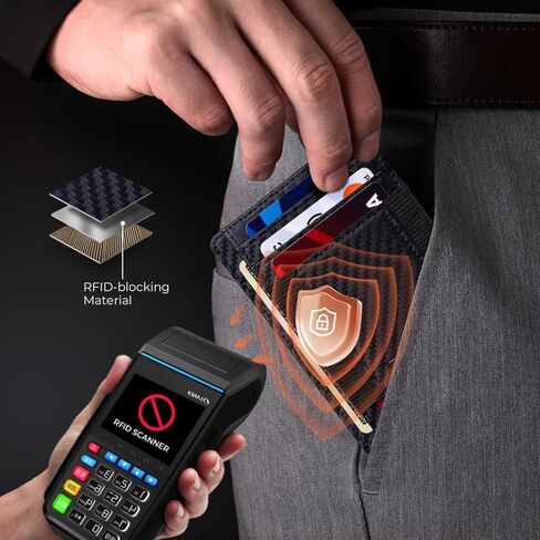محفظة RUNBOX رفيعة الحد الأدنى 8-12 بطاقة جيب أمامي RFID حجب جلدية صغيرة رقيقة حامل بطاقة محافظ للرجال والنساء هدايا له in Kuwait