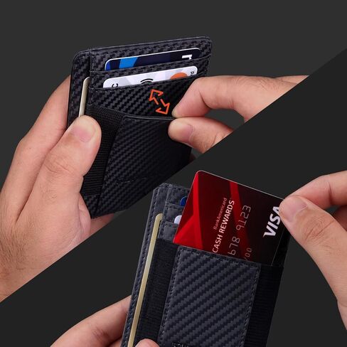 محفظة RUNBOX رفيعة الحد الأدنى 8-12 بطاقة جيب أمامي RFID حجب جلدية صغيرة رقيقة حامل بطاقة محافظ للرجال والنساء هدايا له in Kuwait