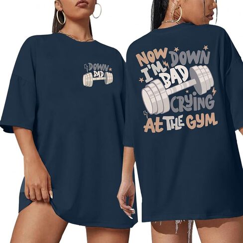 Funny Workout Shirts Women Oversized Gym Weightlifting Graphic Tshirt Everything Hurts and I'm Hungry Tee Tops in Saudi Arabia