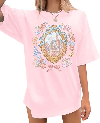 Magic Kingdom Castle Shirt for Women Princess T Shirts Oversized Tee Coquette Bow Castle Graphic Top in Saudi Arabia