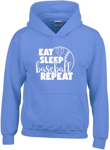 Studio 9Thirty3 Youth Baseball Hoodie – Eat Sleep Baseball Repeat Sweatshirt, Kids Game Day Hoodie for Boys in Saudi Arabia