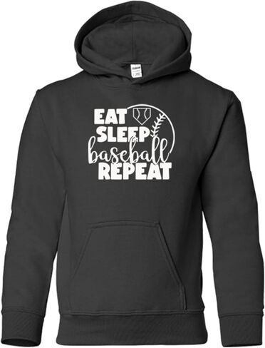 Studio 9Thirty3 Youth Baseball Hoodie – Eat Sleep Baseball Repeat Sweatshirt, Kids Game Day Hoodie for Boys in Saudi Arabia