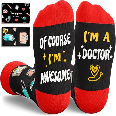 HAPPYPOP Doctor Gifts for Men Women - Doctors Appreciation Gifts, Unique Gift for Doctor for Male Female Doctors Day Gift Ideas Dr Socks in Saudi Arabia