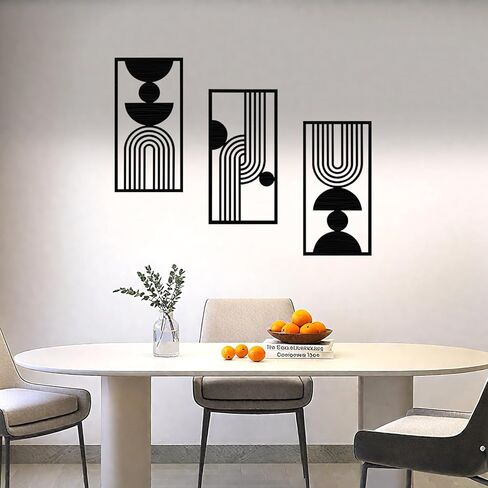 GURPUSK Black Abstract Wall Art Set of 3 - Geometric Wall Decor for Bathroom & Living Room in Saudi Arabia