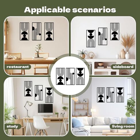GURPUSK Black Abstract Wall Art Set of 3 - Geometric Wall Decor for Bathroom & Living Room in Saudi Arabia