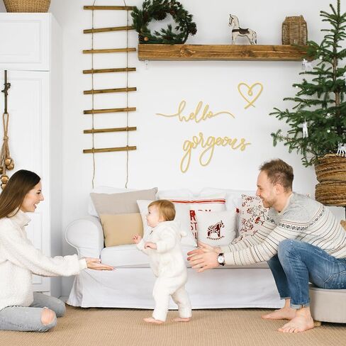 Josojoou Hello Gorgeous Heart Sign Wall Decor Modern Minimalist Hello Gorgeous Metal Wall Art Decor for Home Bathroom Living Room Bedroom Office Hotel Walls Decoration(Gold) in Saudi Arabia