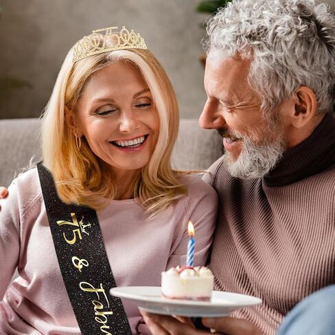 Canitor Birthday Decorations Gifts For Women Black Gold Birthday Crown Tiara Sash Set Birthday Party Favors in Saudi Arabia