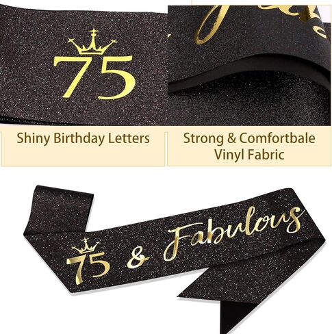 Canitor Birthday Decorations Gifts For Women Black Gold Birthday Crown Tiara Sash Set Birthday Party Favors in Saudi Arabia