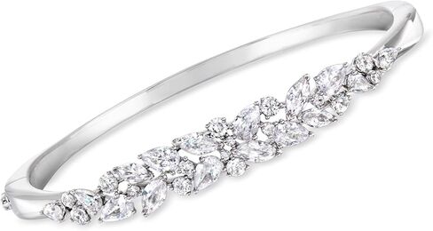 Ross-Simons Rhodium-Plated Floral Cluster Bangle Bracelet With 6.30 ct. t.w. Czs in Saudi Arabia