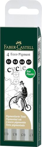Faber-Castell Ecco Pigment Fibre Tip Pen Wallet, 4 Black Pens (0.2, 0.4, 0.6 & 0.8mm) in Kuwait