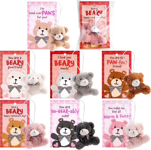 JOYIN 28 Pack Valentine's Day Mini Plush Animals Toys with Gift Cards, Mini Animals Keychains for Valentines Party Favor, School Exchange Prize and Valentine's Classroom Gift Exchange in Saudi Arabia