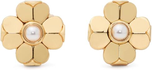 Kate Spade New York Spade Flower Stud Earrings, Gold/Cream, Cubic Zirconia and Glass Pearl, Fashion Statement, Floral Theme in Saudi Arabia