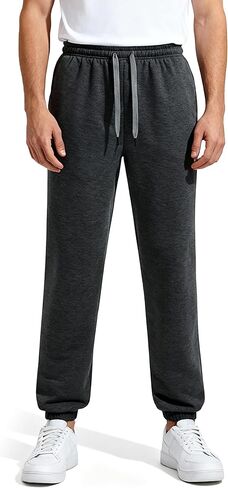 TanBridge Men's Fleece Elastic Bottom Sweatpants Sherpa Lined Joggers Winter Warm Pants with Pockets in Saudi Arabia