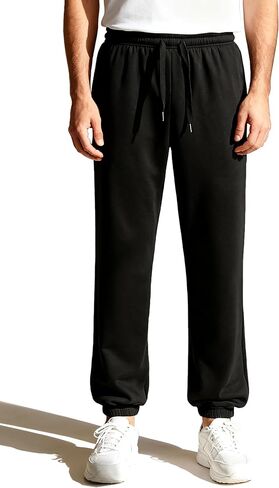 TanBridge Men's Fleece Elastic Bottom Sweatpants Sherpa Lined Joggers Winter Warm Pants with Pockets in Saudi Arabia