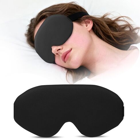 Sleep Mask for Side Sleeper,Eye mask for Sleeping Women Men，Complete Light Blocking 3D Sleeping，Soft Breathable Sleep Eye Mask with Adjustable Elastic Strap for Flight Nap (BIACK) in Saudi Arabia