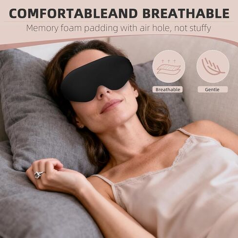 Sleep Mask for Side Sleeper,Eye mask for Sleeping Women Men，Complete Light Blocking 3D Sleeping，Soft Breathable Sleep Eye Mask with Adjustable Elastic Strap for Flight Nap (BIACK) in Saudi Arabia