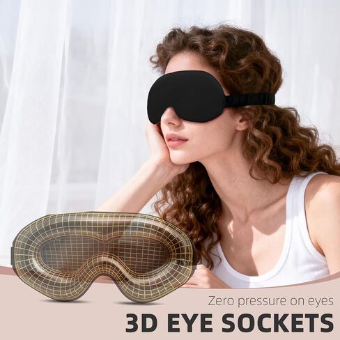 Sleep Mask for Side Sleeper,Eye mask for Sleeping Women Men，Complete Light Blocking 3D Sleeping，Soft Breathable Sleep Eye Mask with Adjustable Elastic Strap for Flight Nap (BIACK) in Saudi Arabia