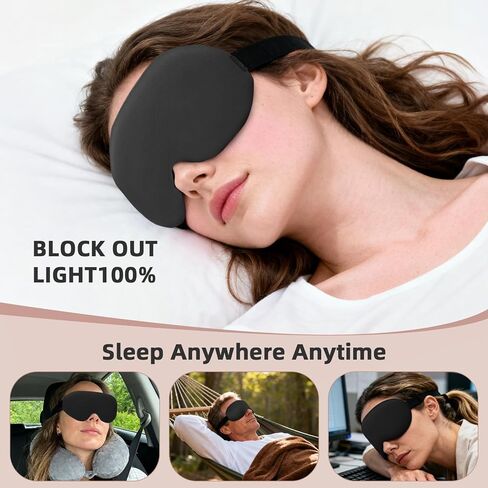 Sleep Mask for Side Sleeper,Eye mask for Sleeping Women Men，Complete Light Blocking 3D Sleeping，Soft Breathable Sleep Eye Mask with Adjustable Elastic Strap for Flight Nap (BIACK) in Saudi Arabia