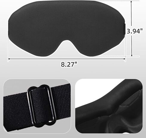 Sleep Mask for Side Sleeper,Eye mask for Sleeping Women Men，Complete Light Blocking 3D Sleeping，Soft Breathable Sleep Eye Mask with Adjustable Elastic Strap for Flight Nap (BIACK) in Saudi Arabia