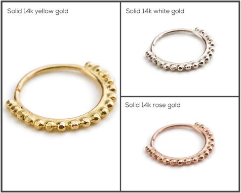 14k Gold Nose Ring – 22g 20g 18g Nose Hoop – Indian Nose Ring Jewelry – Tribal Inspired Gold Hoop – Bridal Wedding Nose Jewelry in Saudi Arabia
