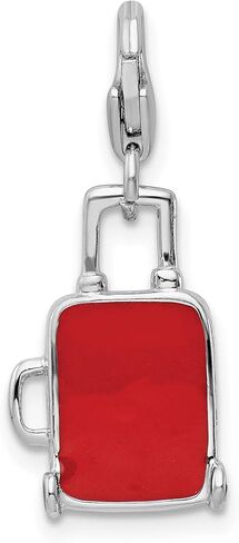 Sterling Silver Canadian Flag Suitcase Charm Pendant for Women with Red Maple Leaf Design, Travel Themed Canada Symbol Jewelry for Bracelet or Necklace, Patriotic Clip on Canada Souvenir Charm in Saudi Arabia