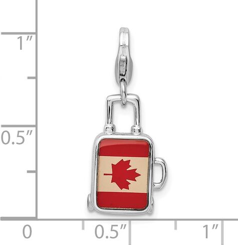 Sterling Silver Canadian Flag Suitcase Charm Pendant for Women with Red Maple Leaf Design, Travel Themed Canada Symbol Jewelry for Bracelet or Necklace, Patriotic Clip on Canada Souvenir Charm in Saudi Arabia