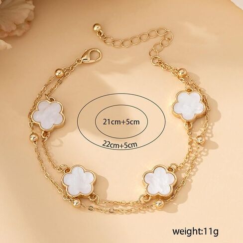 1 PC Five-Leaf Clover Anklet, Gold Tone Chain Ankle Bracelet for Women, Stylish Jewelry for Casual Wear, Trendy Anklet for Special Occasions, Fashionable Accessory for Her (Gold) in Saudi Arabia